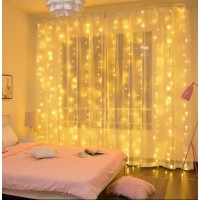 USB гирлянда-штора з пультом 1*3 метра 100 Led 10 ниток по 1м теплый белый\Warm White