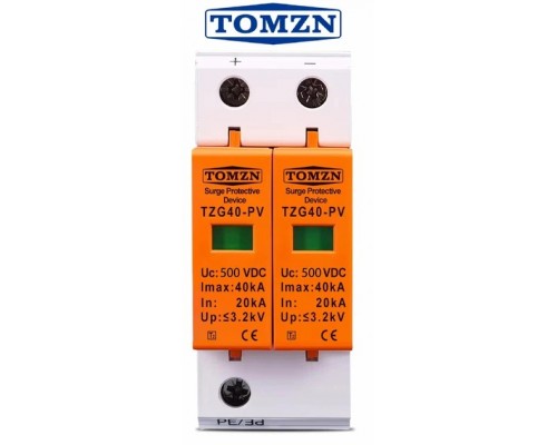 Пристрій захисту від імпульсних перенапруг ПЗІП TOMZN TOV1-PV 500VDC розрядник блискавкозахист для сонячних панелей