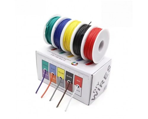 Набір монтажних дротів у силіконовій ізоляції 22AWG 5 кольорів х 10 м