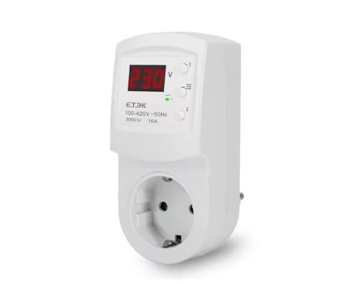 Защитное реле напряжения в розетку ETEK 220В c LCD дисплеем