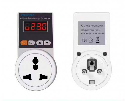 Реле напряжения в розетку Taxnele c дисплеем универсальный разъём 