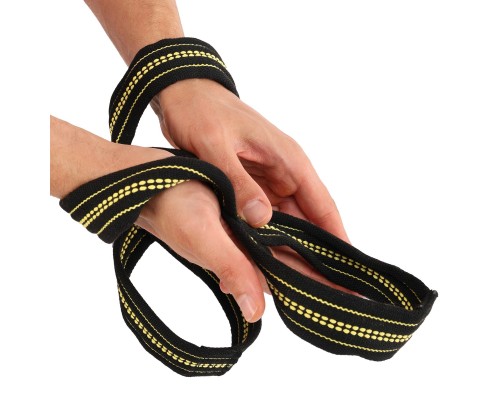 Лямки для тяги восьмерки Figure 8 для штанги и тяжелых тренировок SP-Sport FI-8658 2шт черный-салатовый