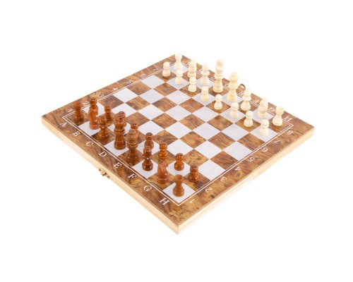 Шахматы шашки нарды 3 в 1 набор настольных игр деревянные SPRINTER 9034 размер 34см x 34м