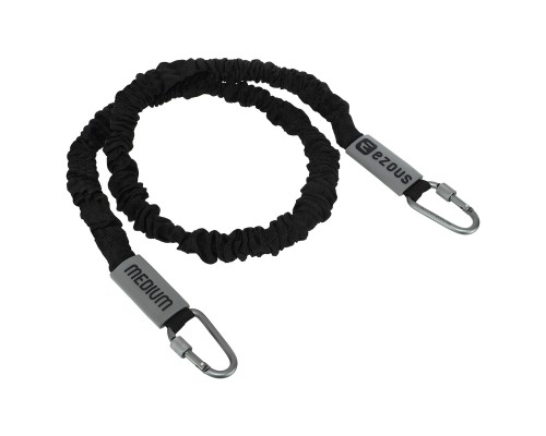 Эспандер с карабином в защитном рукаве RESISTANCE TUBE WITH COVER EZOUS K-05-M нагрузка средняя черный