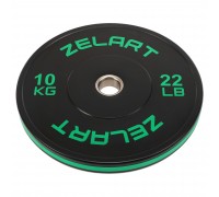 Бамперные диски резиновые Bumper Plates Zelart TA-4790-10 51мм 10кг черный-зеленый