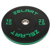 Бамперные диски резиновые Bumper Plates Zelart TA-4790-10 51мм 10кг черный-зеленый