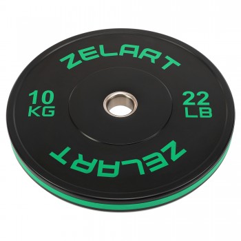 Бамперные диски резиновые Bumper Plates Zelart TA-4790-10 51мм 10кг черный-зеленый