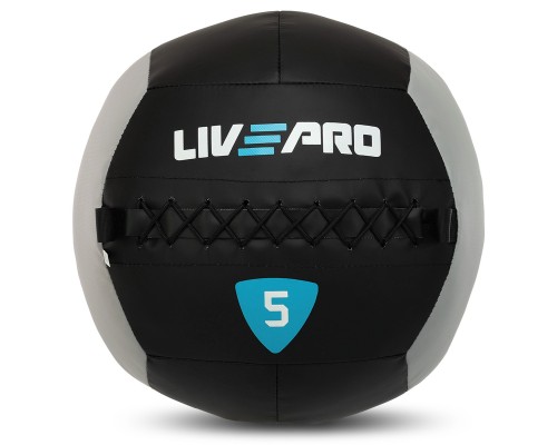 Мяч набивной медицинский для кроссфита WALL BALL LiveUp LP8100-5 5кг черный-серый