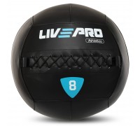 Мяч набивной медицинский для кроссфита WALL BALL LiveUp LP8103-8 8кг черный