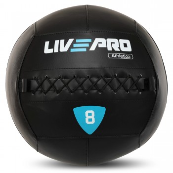 Мяч набивной медицинский для кроссфита WALL BALL LiveUp LP8103-8 8кг черный