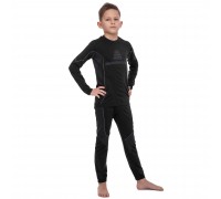 Комплект термобелья для активного спорта детский Zelart CO-2192 размер 7-13 лет 128-158см Черный-серый