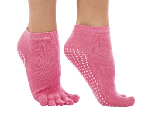 Носки для йоги и пилатеса с закрытыми пальцами нескользящие SP-Planeta FI-4945 размер 36-41 Розовый