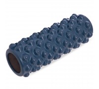 Роллер массажный цилиндр (ролик мфр) заполненный пеной 36см Grid Bubble Roller Zelart FI-5714 Синий