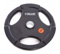 Блины (диски) обрезиненные Zelart Z-HIT TA-5160-20 51мм 20кг черный Блины (диски) обрезиненные Zelart Z-HIT TA-5160-20 51мм 20кг черный