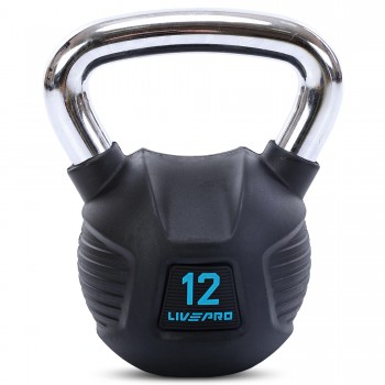 Гиря тренировочная цельная обрезиненная с хромированной ручкой LiveUp LP8043-12 вес 12кг черный Гиря тренировочная цельная обрезиненная с хромированной ручкой LiveUp LP8043-12 вес 12кг черный