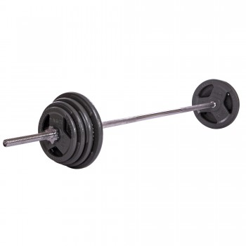 Штанга прямая со стальными блинами SP-Sport TA-2431-57 длина-1,8м 28мм 57кг графитовый-серый