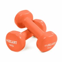 Гантели для фитнеса с виниловым покрытием Zelart Beauty TA-5225-1 2шт 1кг Коралловый