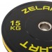 Бамперные диски резиновые Bumper Plates Zelart TA-4790-15 51мм 15кг черный-желтый