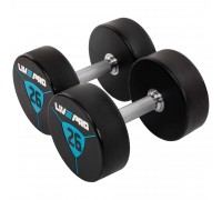 Гантели цельные профессиональные с полиуретановым покрытием LiveUp LP8000-26 2шт по 26кг черный-синий