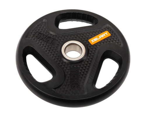 Блины диски композитные с тройным хватом и металлической втулкой Zelart TA-4791-15 51мм 15кг черный