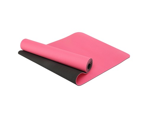 Коврик для йоги и фитнеса TPE двухслойный SP-Planeta FI-3046-650 183x61x0,6см Розовый-черный