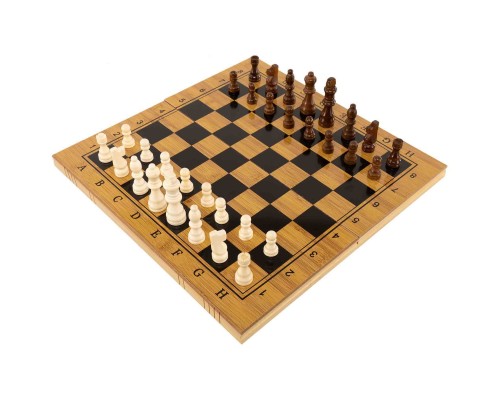 Шахматы шашки нарды 3 в 1 набор настольных игр из бамбука SP-Sport A3140 размер 39x39см