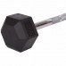 Штанга фиксированная изогнутая обрезиненная Rubber Hexagon Barbell Zelart TA-6231-15 длина-95см 15кг черный