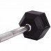 Штанга фиксированная изогнутая обрезиненная Rubber Hexagon Barbell Zelart TA-6231-15 длина-95см 15кг черный