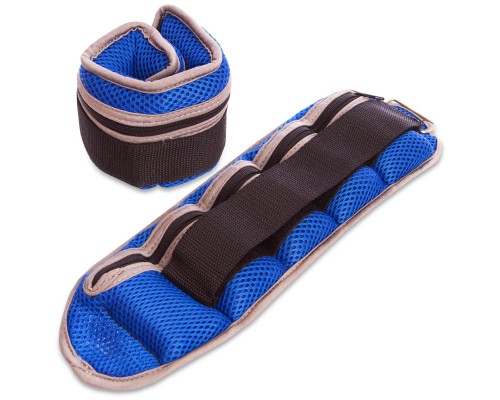 Утяжелители-манжеты с регулируемым весом для рук и ног Zelart FI-7209-2 2x1кг Синий