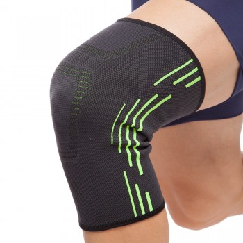 Наколенник бандаж эластичный SP-Sport ST-1010 S-XL 1шт Серый-салатовый