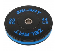 Бамперные диски резиновые Bumper Plates Zelart TA-4790-20 51мм 20кг черный-синий