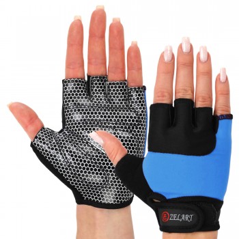 Перчатки для фитнеса и тренировок женские Zelart BC-3788 XS-M Голубой