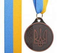Медаль спортивная с лентой SP-Sport UKRAINE C-9294 ø5см золото, серебро, бронза Бронзовый