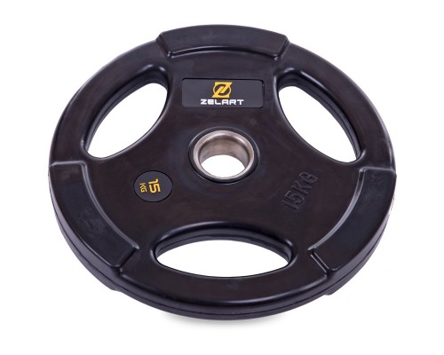 Блины (диски) обрезиненные Zelart TA-2673-15 51мм 15кг черный