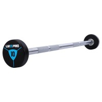 Штанга неразборная с фиксированным весом прямая полиуретановая LiveUp LP8010-10 длина-89,2см 10кг черный-синий