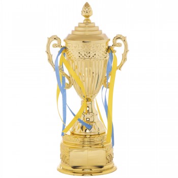 Кубок спортивный с ручками и крышкой SP-Sport CARVED QY078C высота 37см золотой