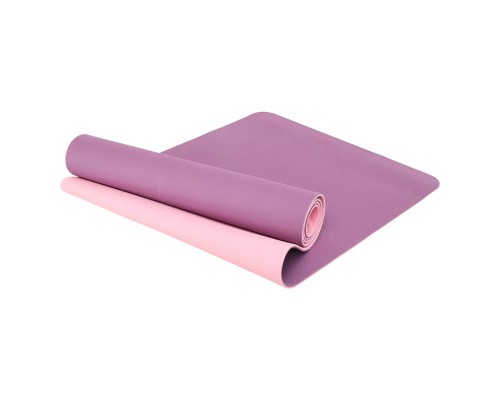 Коврик для йоги и фитнеса TPE двухслойный SP-Planeta FI-3046-650 183x61x0,6см Розовый-светло-розовый