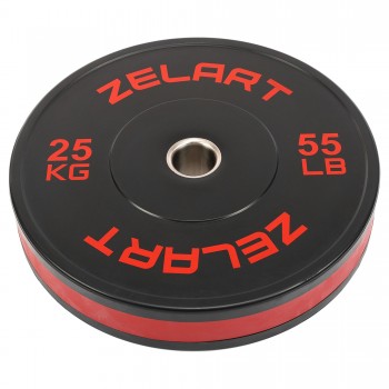 Бамперные диски резиновые Bumper Plates Zelart TA-4790-25 51мм 25кг черный-красный