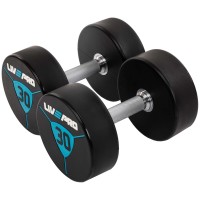 Гантели цельные профессиональные с полиуретановым покрытием LiveUp LP8000-30 2шт по 30кг черный-синий