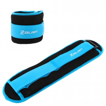 Утяжелители-манжеты водонепроницаемые Zelart FI-7210-2 2x1кг Черный-синий