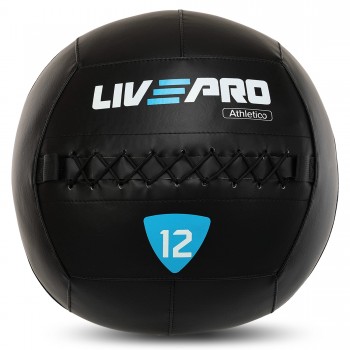 Мяч набивной медицинский для кроссфита WALL BALL LiveUp LP8103-12 12кг черный