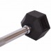 Штанга фиксированная прямая обрезиненная Record Rubber Hexagon Barbell TA-6230-10 длина-95см 10кг черный