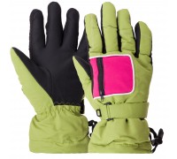 Перчатки горнолыжные теплые детские SP-Sport C-7706-1 M-XL Салатовый-розовый