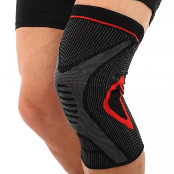 Наколенник со спиральными ребрами жесткости и силиконовым кольцом SIBOTE ST-7211 M-XL 1шт черный-серый