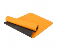 Коврик для йоги и фитнеса TPE двухслойный SP-Planeta FI-3046-650 183x61x0,6см Оранжевый-черный