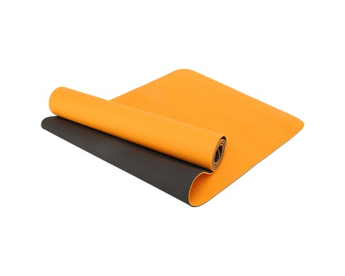 Коврик для йоги и фитнеса TPE двухслойный SP-Planeta FI-3046-650 183x61x0,6см Оранжевый-черный