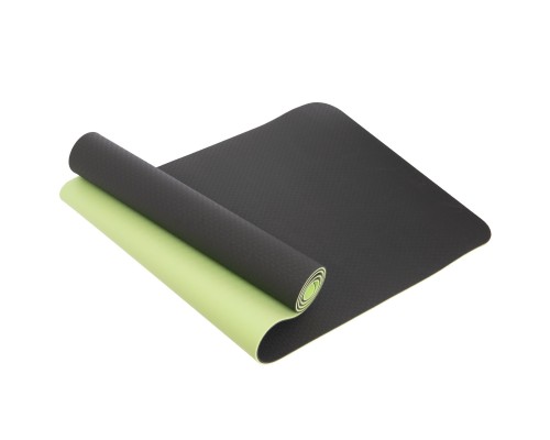 Коврик для йоги и фитнеса TPE двухслойный SP-Planeta FI-3046 183x61x0,6см Темно-зеленый-салатовый