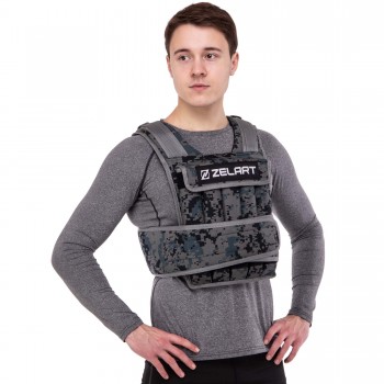 Жилет утяжелитель с регулировкой веса Zelart TA-7806-20 вес-20кг камуфляж