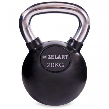 Гиря обрезиненная с хромированной ручкой Zelart TA-5162-20 вес 20кг черный Гиря обрезиненная с хромированной ручкой Zelart TA-5162-20 вес 20кг черный