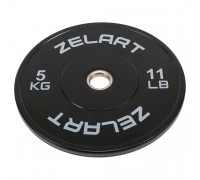 Бамперные диски резиновые Bumper Plates Zelart TA-4790-5 51мм 5кг черный-серый